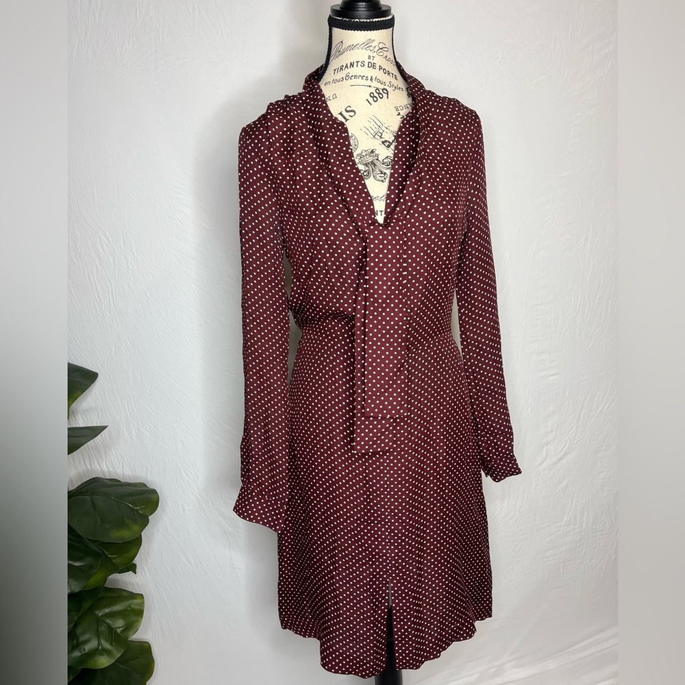 Michael Kors Silk Neck-Bow Maroon Dress “Old Money” vintage style